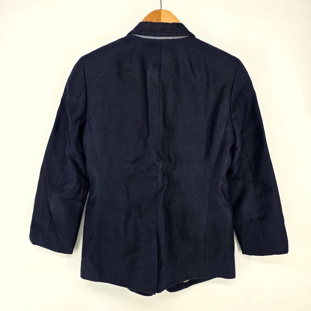 J.Crew Regent Blazer Womens 4 Navy Blue Linen Tailored One Button Jacket 8950